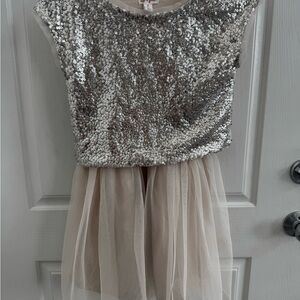 Cat & Jack Cream Colored Silver Sparkle Dress